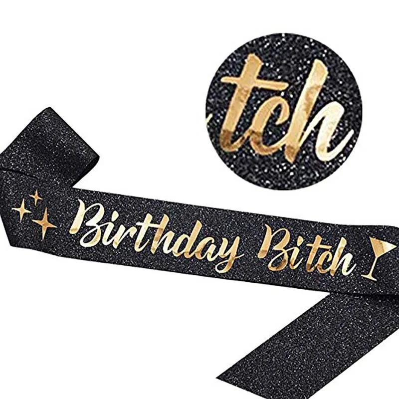 Атласный пояс на день рождения блестящий черный золотой товары для девочек и