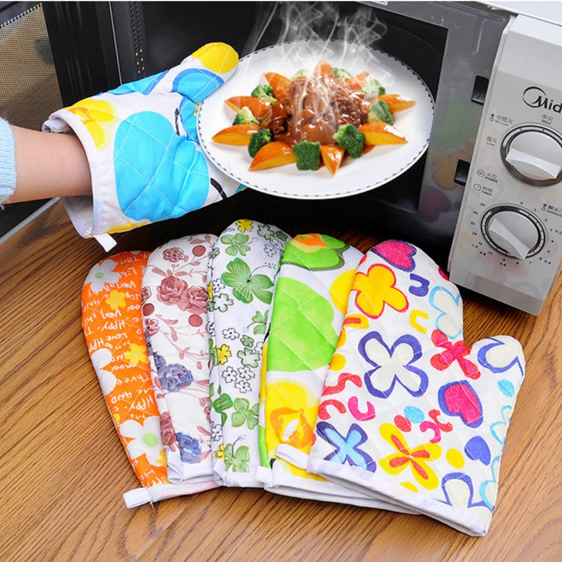 

Microwave oven gloves scald-proof household kitchen oven baking high temperature cotton insulating gloves 2 Pack