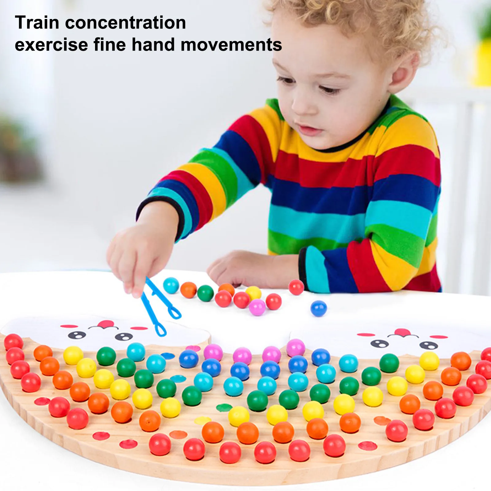 Деревянная головоломка Забавный Радужный зажим Бисер для игр обучающая игрушка