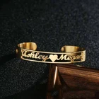 Браслет из нержавеющей стали под заказ с золотым именем для мужчин и женщин, персонализированный браслет с именной табличкой, ювелирные изделия, регулируемый подарок