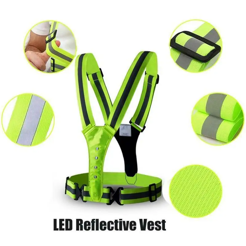 Night LED Reflective Vest Warning Lighting Luminous Cycling Equipment Flashing Safety For Running Riding | Спорт и развлечения