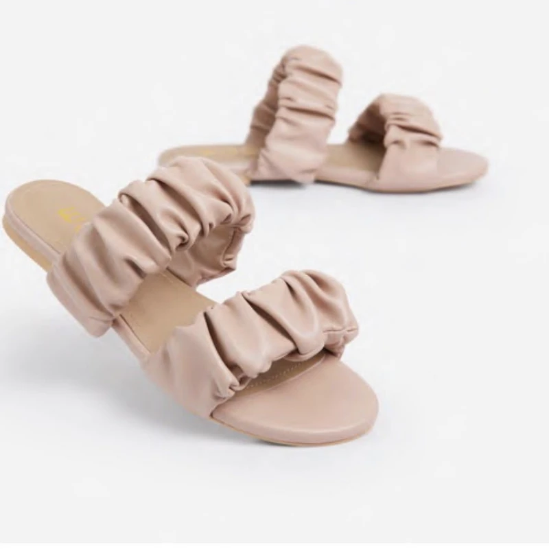 

LEMAI Round Toe Flat Ladies Slippers Fold Fashion Outside Women Shoes Holiday Beach Slippers Zapatillas De Playa De Vacaciones