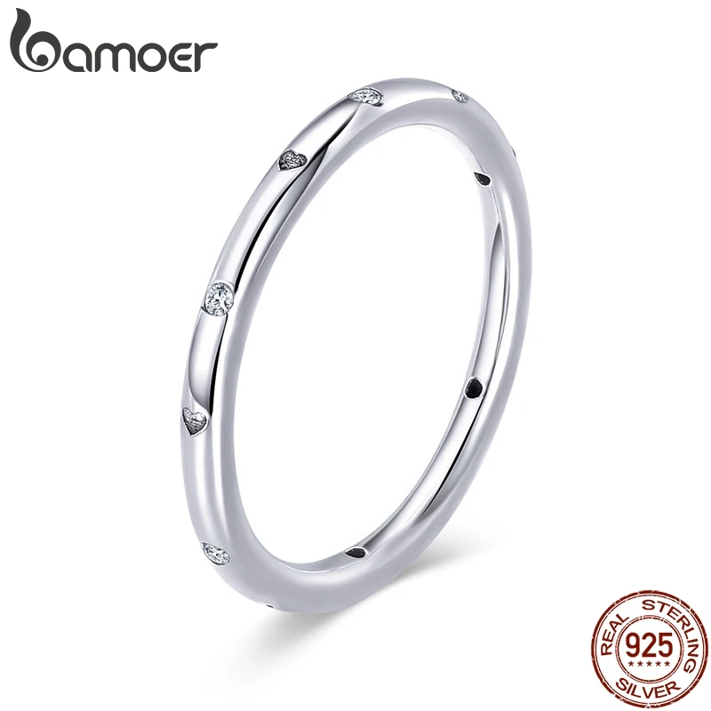BAMOER, 2 цвета, 925 пробы, Серебряные капли, Штабелируемый палец, классическое кольцо для женщин, свадебные украшения, подарок на день Святого Валентина PA7132