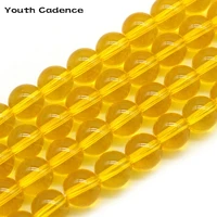 natural smooth yellow glass stone loose round spacer beads 15 strand 6 8 10 12mm pick size for jewelry making diy bracelet