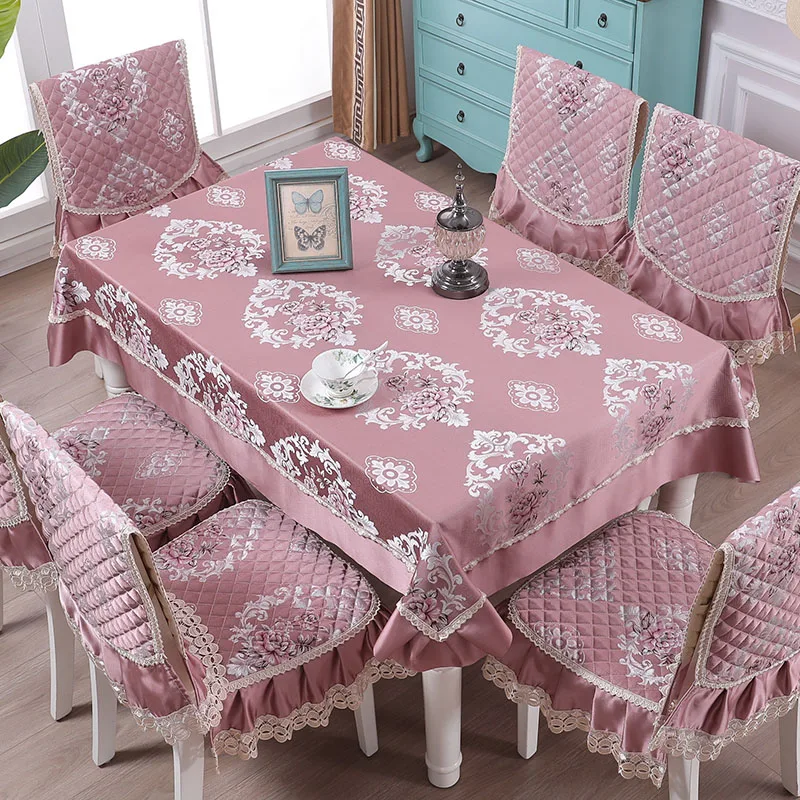 European non-slip dining table cloth round rectangle cover cushion 18 styles 1PCS tablecloth 6PCS chair bundle sale | Дом и сад