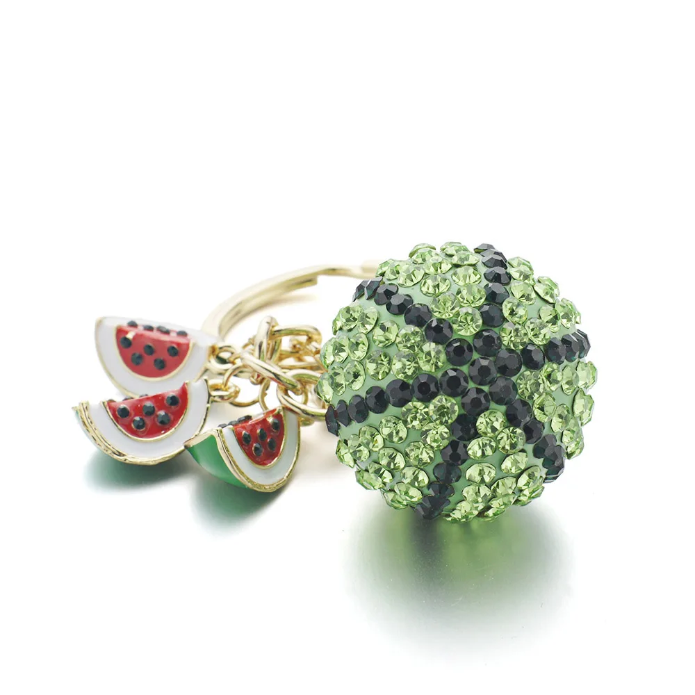 

Dalaful Green Watermelon Ball Pendant Key Chain Ring Metal Keychain keyring for Women Bag Car Keyfobs K340
