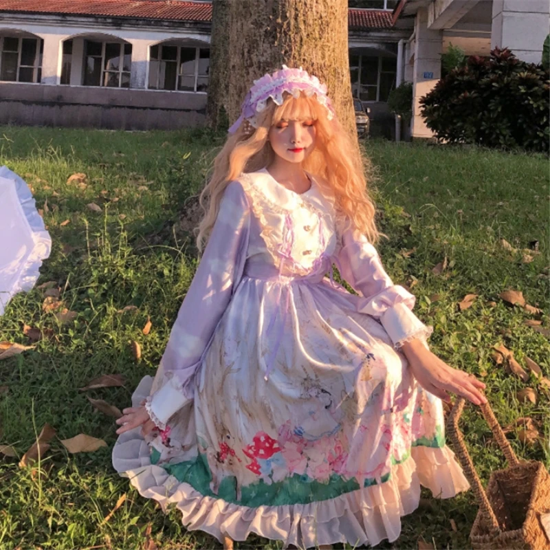 Осеннее платье сладкой Лолиты Дворцовое принцессы милый ангел лес мягкое для