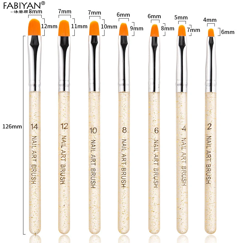 Glitter Gold 7pcs Дерево Круглый строитель расширение блеск блесток 7 Размер Дизайн ногтей кисть для рисования ручка УФ гель лак акриловый маникюрный набор дизайн - Цвет: Glitter Gold 7pcs