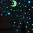 Zollor сделай сам, синие звезды, желтая луна, фотообои для детской комнаты, спальни, флуоресцентные наклейки, украшение