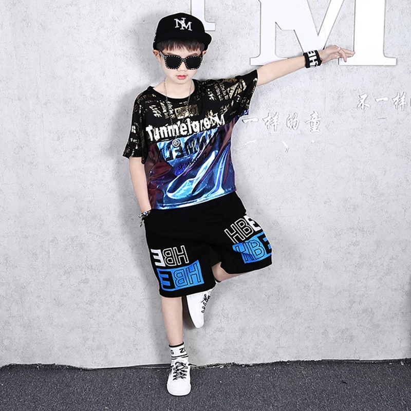 Модный комплект одежда для уличного танца костюм в стиле хип хоп футболка с