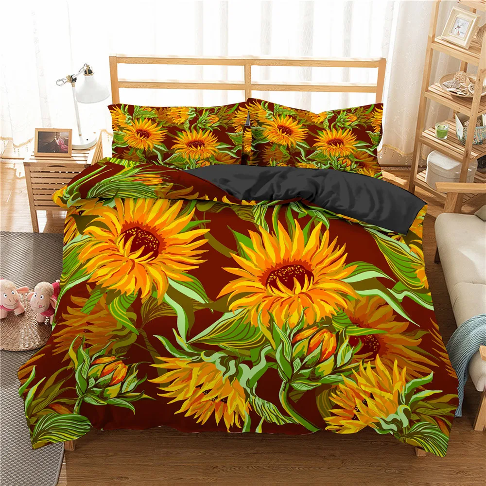 

3D Printed Bedding Set Flowers Bedclothes Duvet Cover With Pillowcase Plant Bedding Set Soft Quilt Cover For Home Textiles