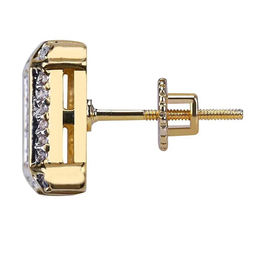 2019 новый товар льдом с креплением микро-паве прямоугольные чешские Pendientes Hombre