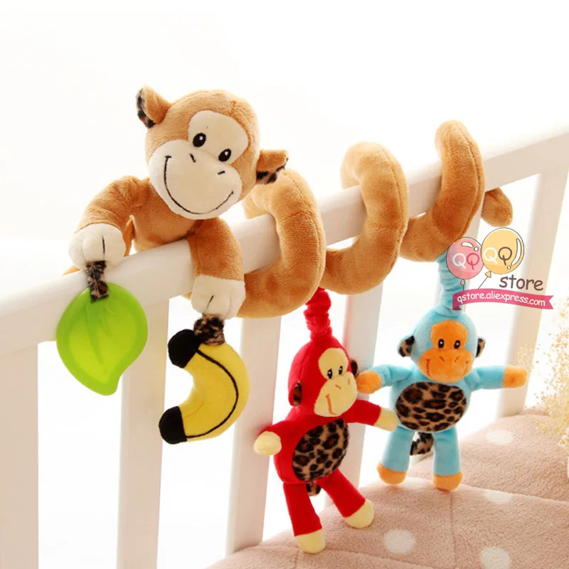 Monkey Family Детские игрушки для детей от 0 до 12 месяцев, плюшевая погремушка для кроватки, спиральный подвесной мобиль, детская коляска для новорожденных, кровать, животное, подарок, счастливая обезьяна - Цвет: Monkey Family