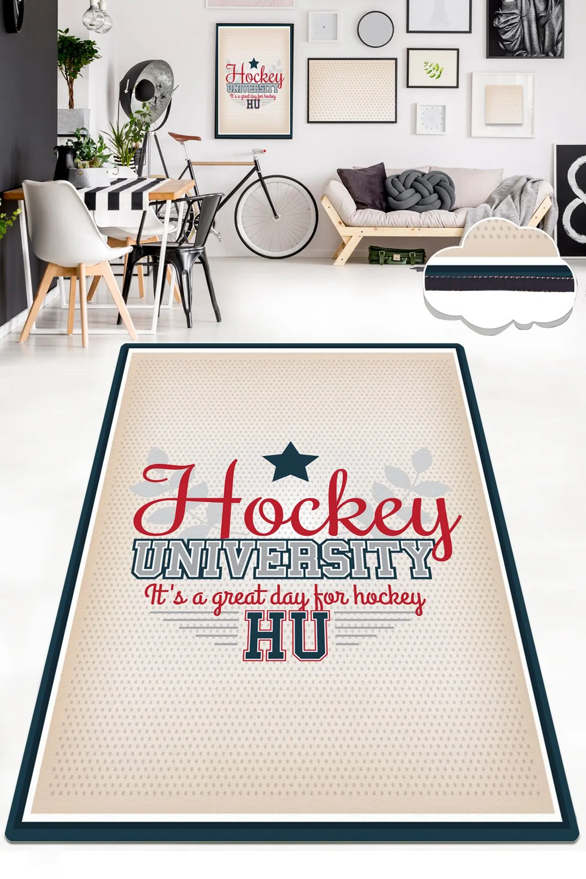 

Etgdecor Hockey 80x140 cm 32 ''x 55'' inch Kids Non-Slip Area Rug