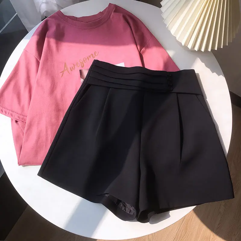 

Women's Wide-Leg Pants 2021 New Spring Suit Pants High Waist Slimming Refined Outdoor Loose A- line Casual Shorts