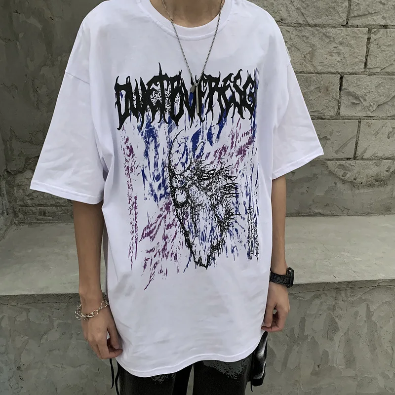 Модные мужские уличные футболки с принтом граффити в стиле панк рок футболка хип