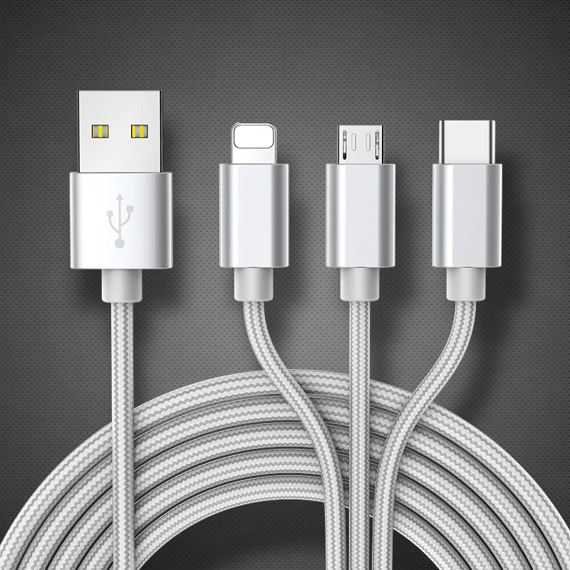 3.1A 3 в 1 Кабели для мобильных телефонов для iPhone XS Max XR X 8 7 USB кабель для мобильных телефонов Micro usb type C кабель для зарядного устройства