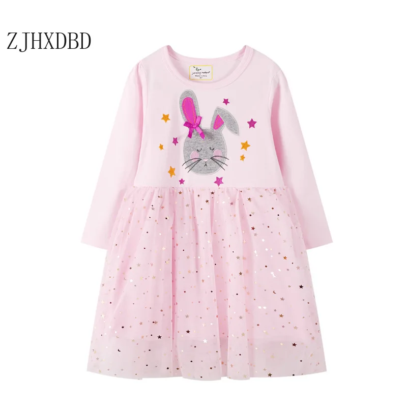 

Платья для девочек, многоуровневый наряд в сеточку с изображением кота, шара и звезд, платье принцессы в европейском и американском стиле дл...