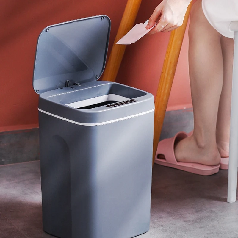

ligent Trash Can,Automatic Sensor Trash Can,Smart Waste Bin with Lid for Kitchen/Living Room/Office,16L