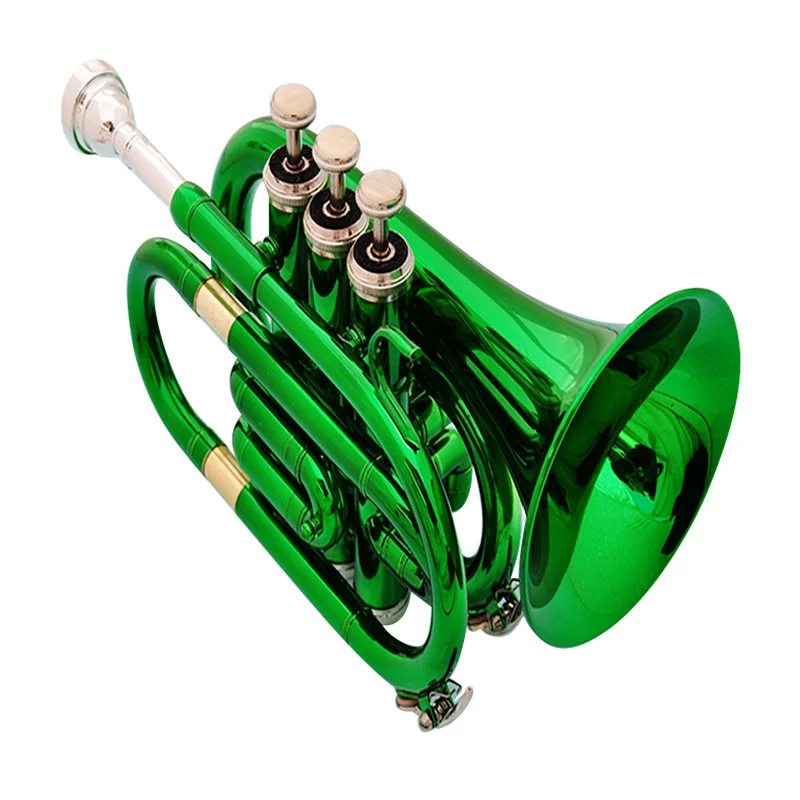 

Private Custom Mini Pocket Trumpet Bb Flat Brass Wind Instrument with Mouthpiece Gloves Carrying Case trompete trompeta