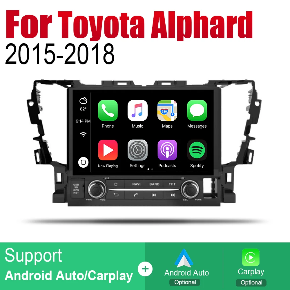Автомагнитола на Android с GPS-навигацией для Toyota Alphard 2015 2016 2017 2018 Bluetooth Wi-Fi 2din стерео