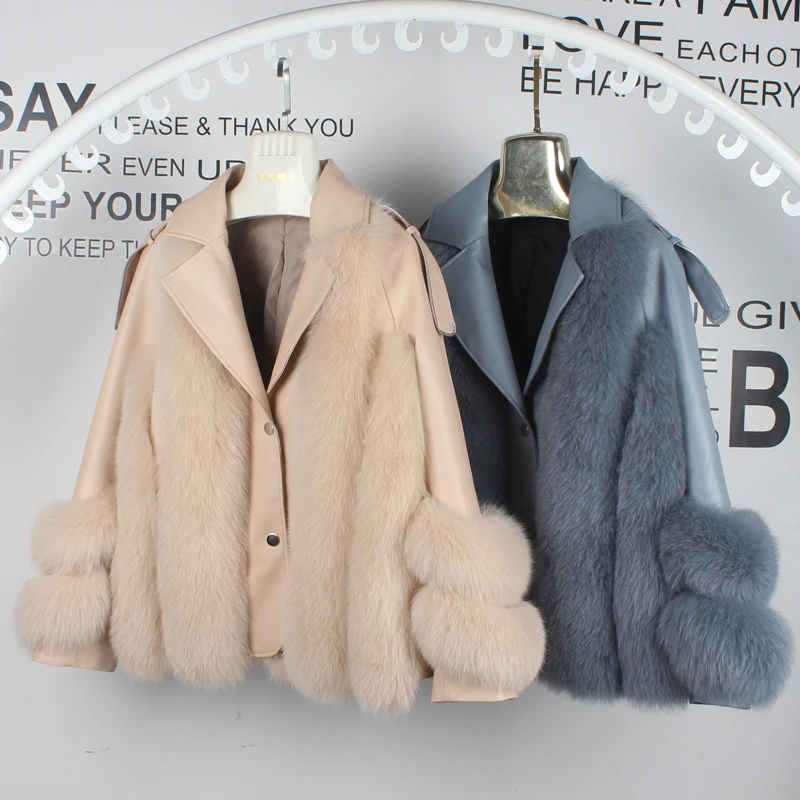 Лидер продаж модное пальто с натуральным лисьим мехом женская зимняя новая