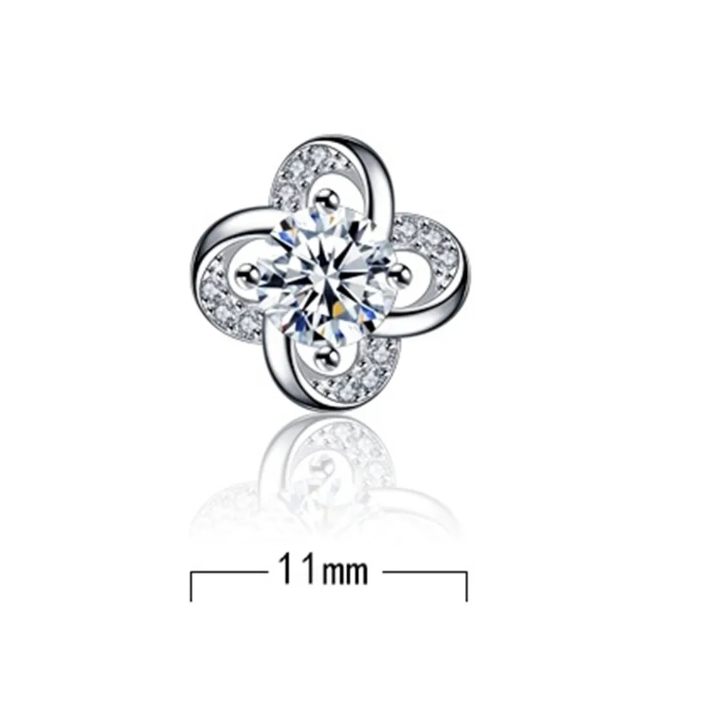 

925 Sterling Silver Stud Earrings High Quality Woman Fashion Jewelry New Lucky Clover Crystal Zircon Hot Sale Earrings