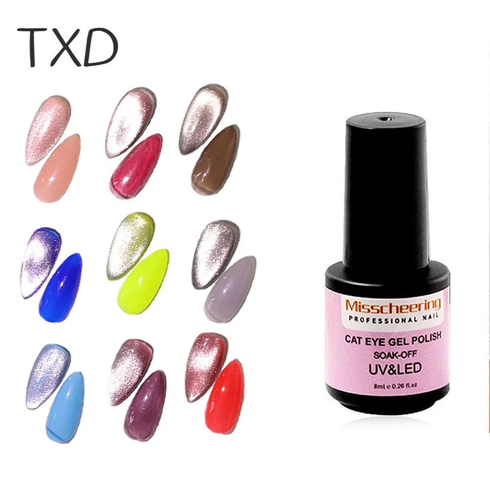 

TXD Clear Ice Spar Cat Eyes Nail Gel Polish Varnishes For Manicure Lacquers Shiny Beauty Design Soak off Enamel UV Gel Nails Art