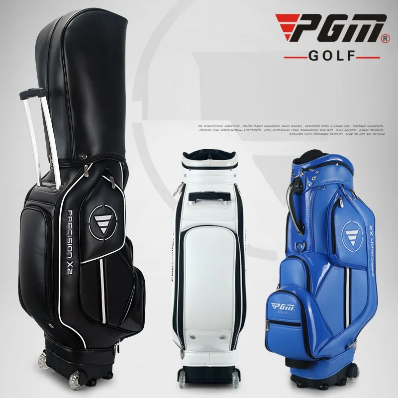 

PGM Retractable Golf Bag Waterproof Leather Golf Standard Bag Large Capacity Travel Package With Wheels Patent Designed