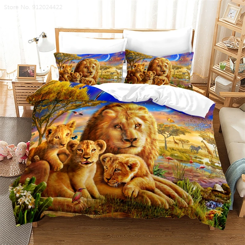 Simba Mufasa Bedding Sets Duvet Cover Pillowcases 3d King Size The Lion Set Quilt Bed Linen for Children Home | Дом и сад