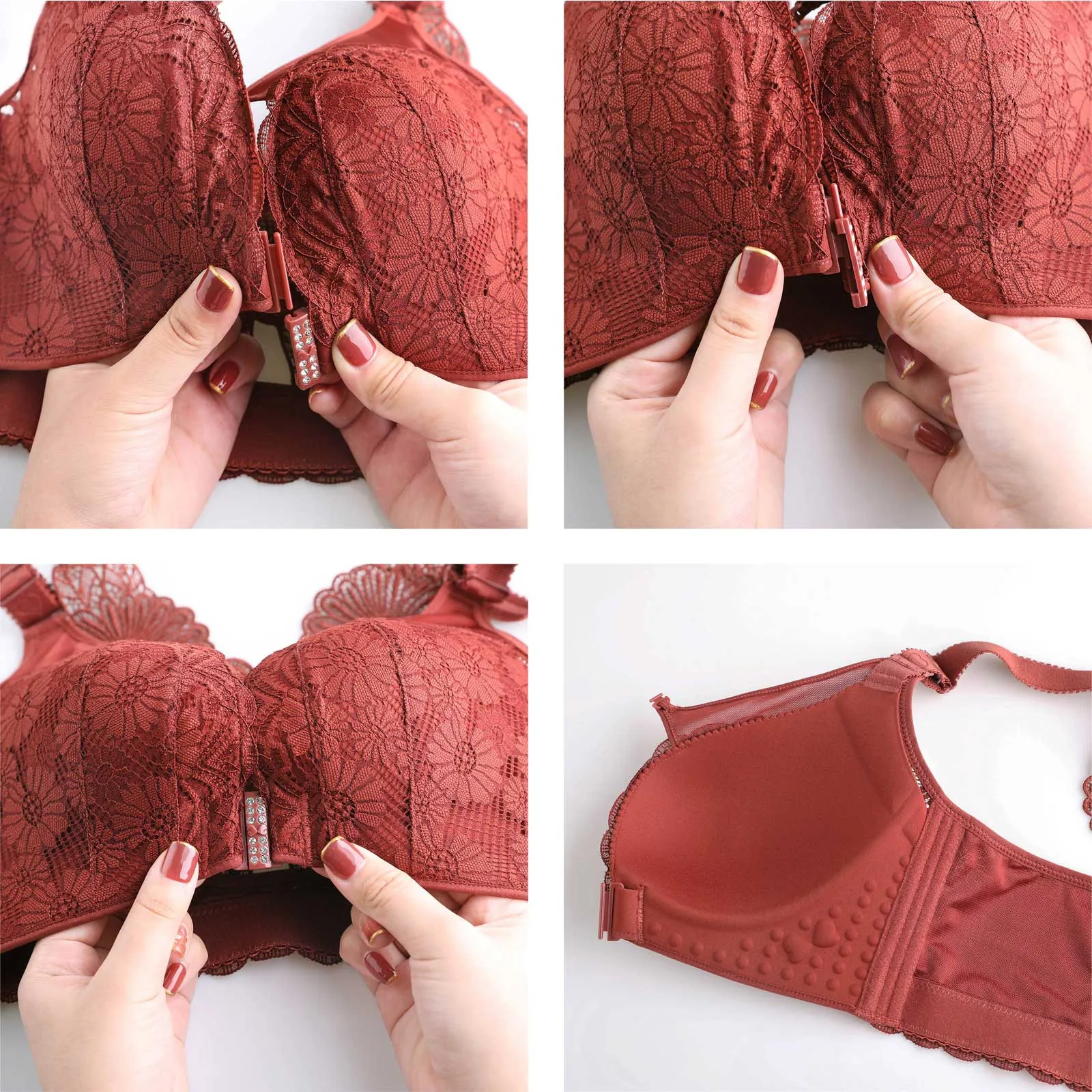

Women's Front Closure Extra-Elastic Large Shaping Posture Lift Bras upgrade lace cute ladies tank bra soft breathable bra #3
