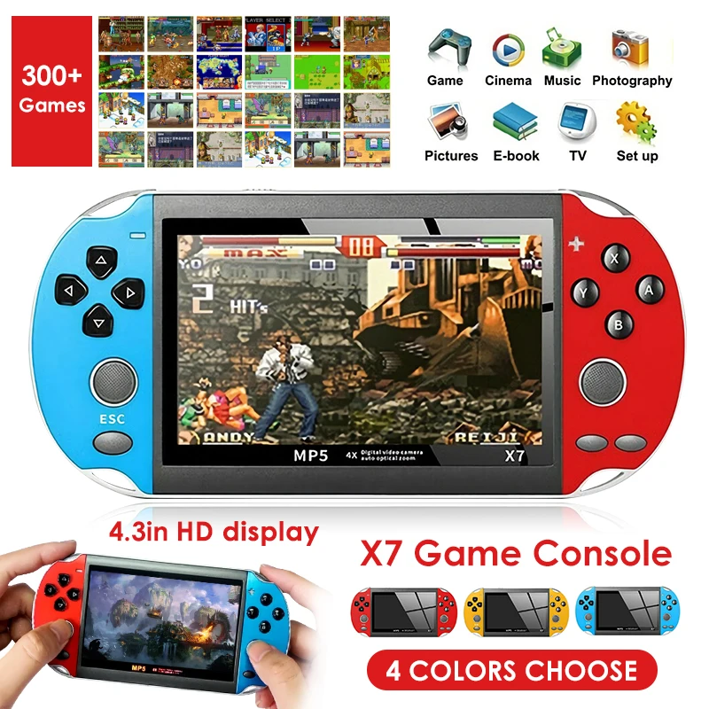 

Портативная игровая консоль X7, 4,3 дюйма, 8 ГБ, 2000 бесплатных игр