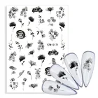 1 шт. наклейки для ногтей с черными чернилами самоклеющиеся наклейки абстрактный дым цветок алфавит листья искусство для ногтей украшение для красоты