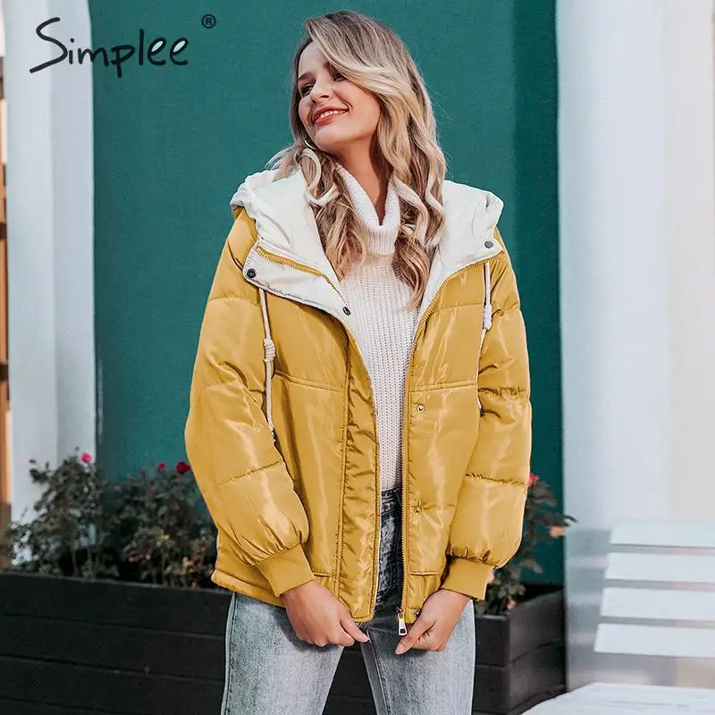 Simplee женская куртка осень зима большой размер с капюшоном женский теплый мягкий