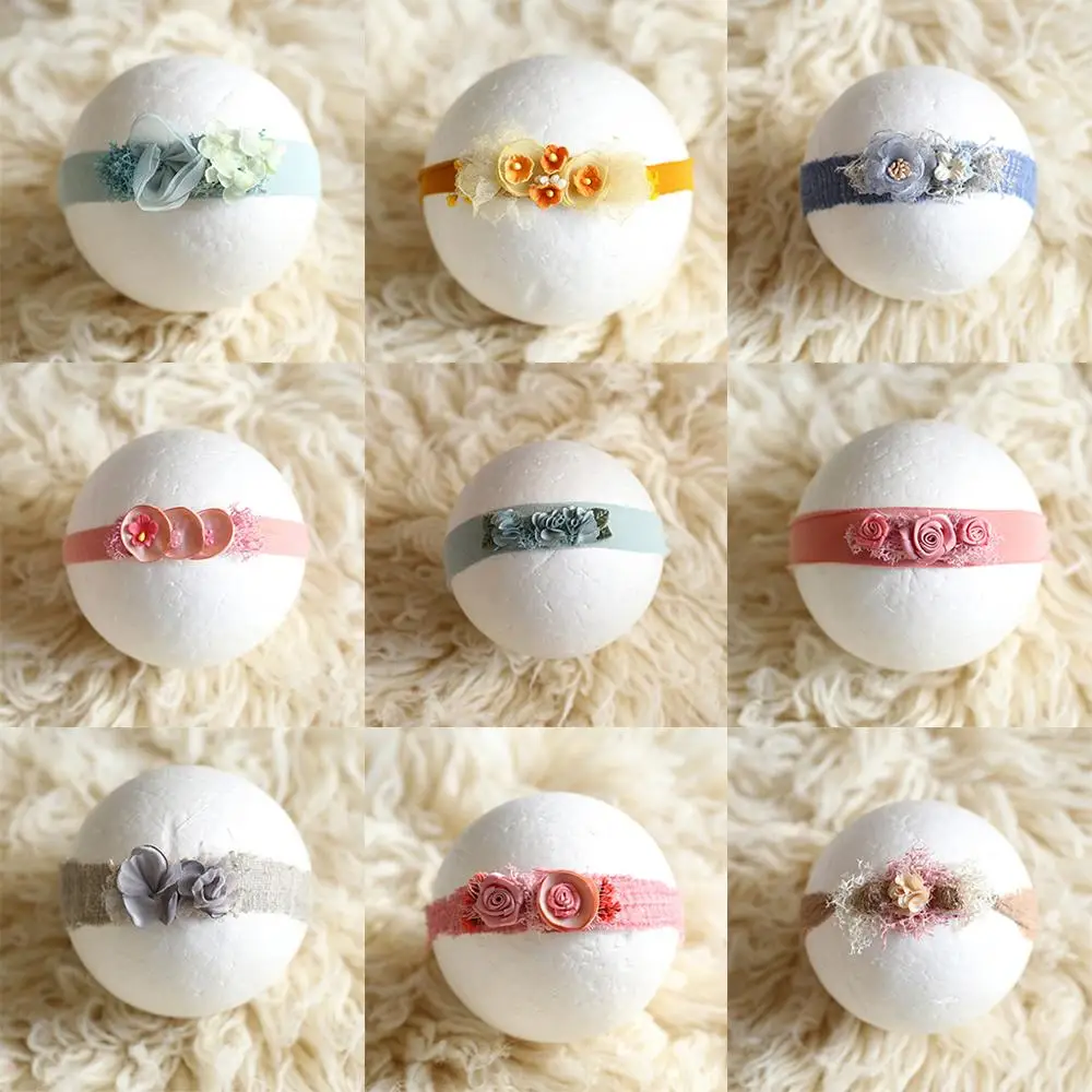 

Newborn Photography Headwear Baby Full Moon Photo Auxiliary Props Infant Tiara Head Flower Hair Band