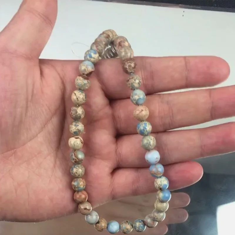 

Bead Popular Jewelry Accessories Making DIY Round Blue Red Snakeskin Shoushan Jaspers Stone Women Necklace Bracelet Gift Pulsera