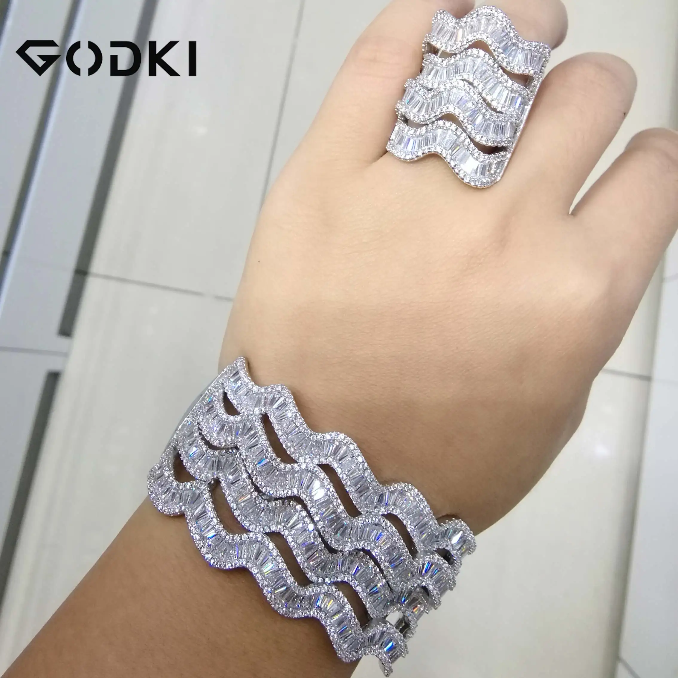 Женский комплект украшений GODKI роскошный из кольца и с микро-кубическим