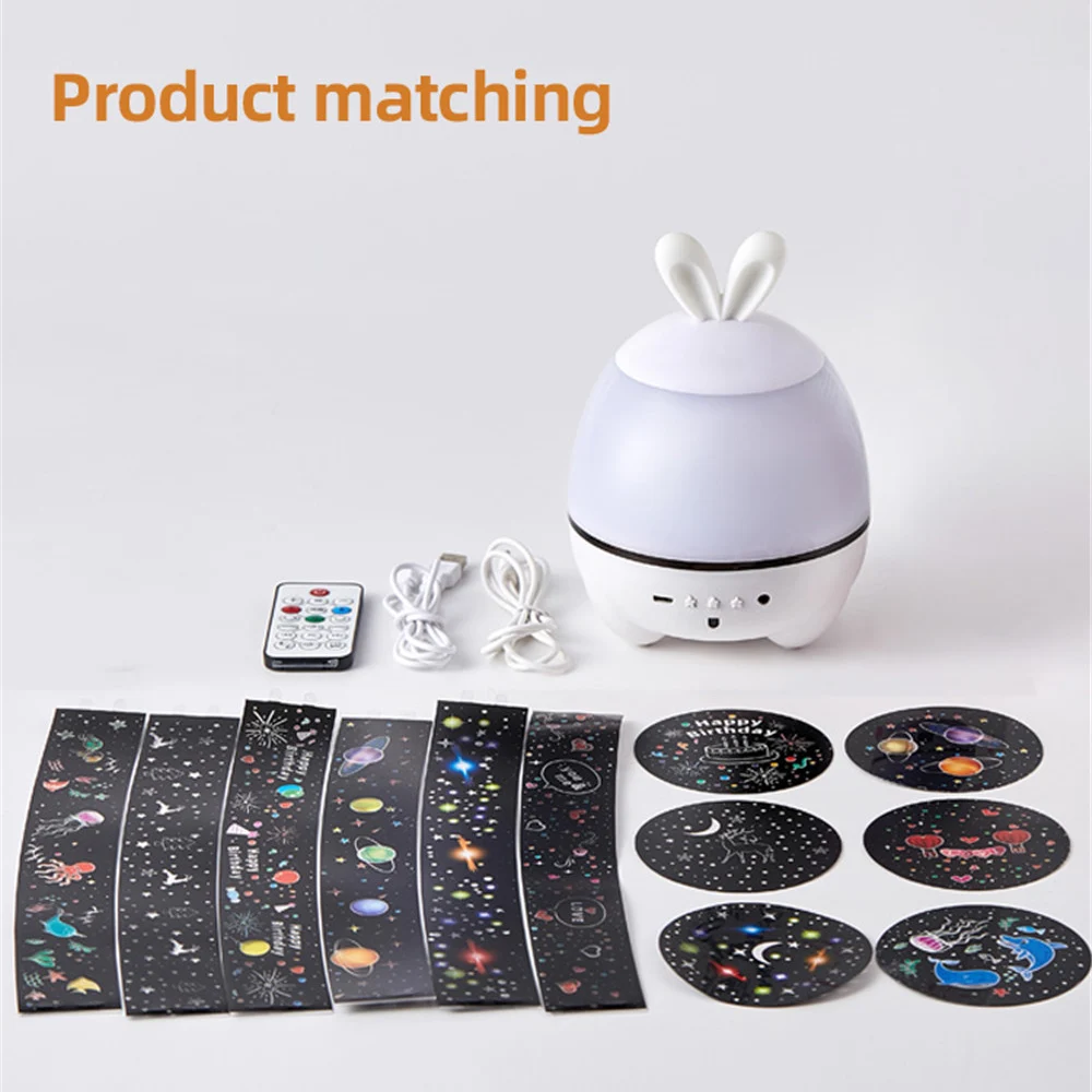 

Lucky Rabbit Bluetooth Speaker Music Box Projection Lamp Creative Gift Charging Starry Sky Light Romantic Rotating Night Light