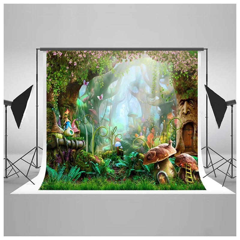 

HFES 7x5ft Washable Fabric Photography Background Fairytale Dreamlike Nature Forest Life Background Photographical Backdrops for