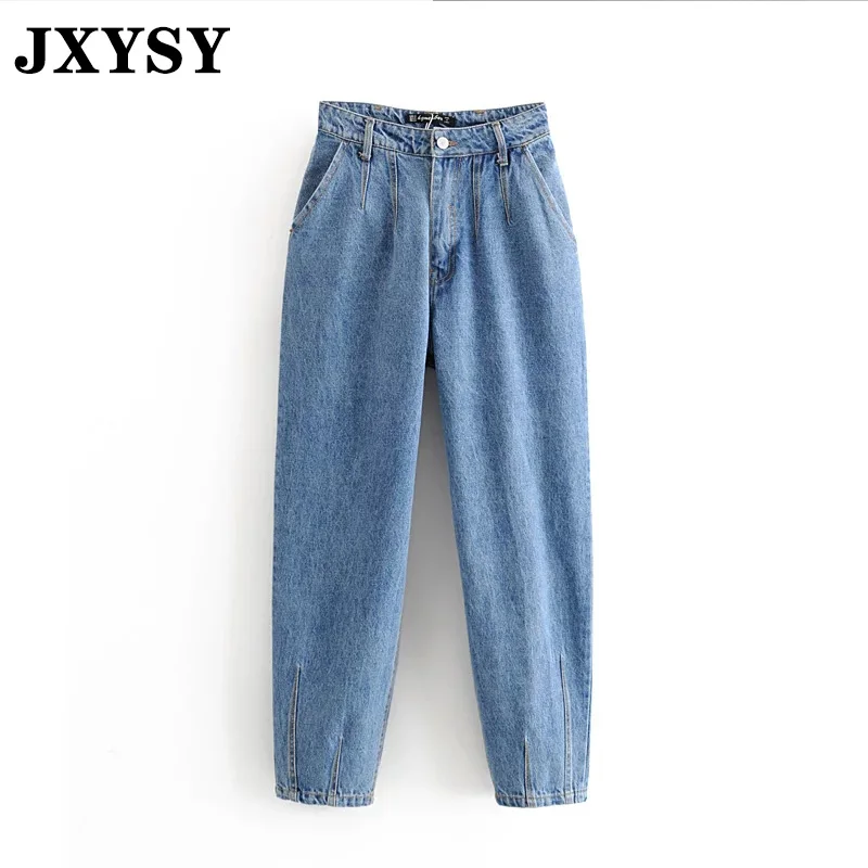 JXYSY Англия Стиль high street винтажные шаровары мама Джинсы женские Высокая талия