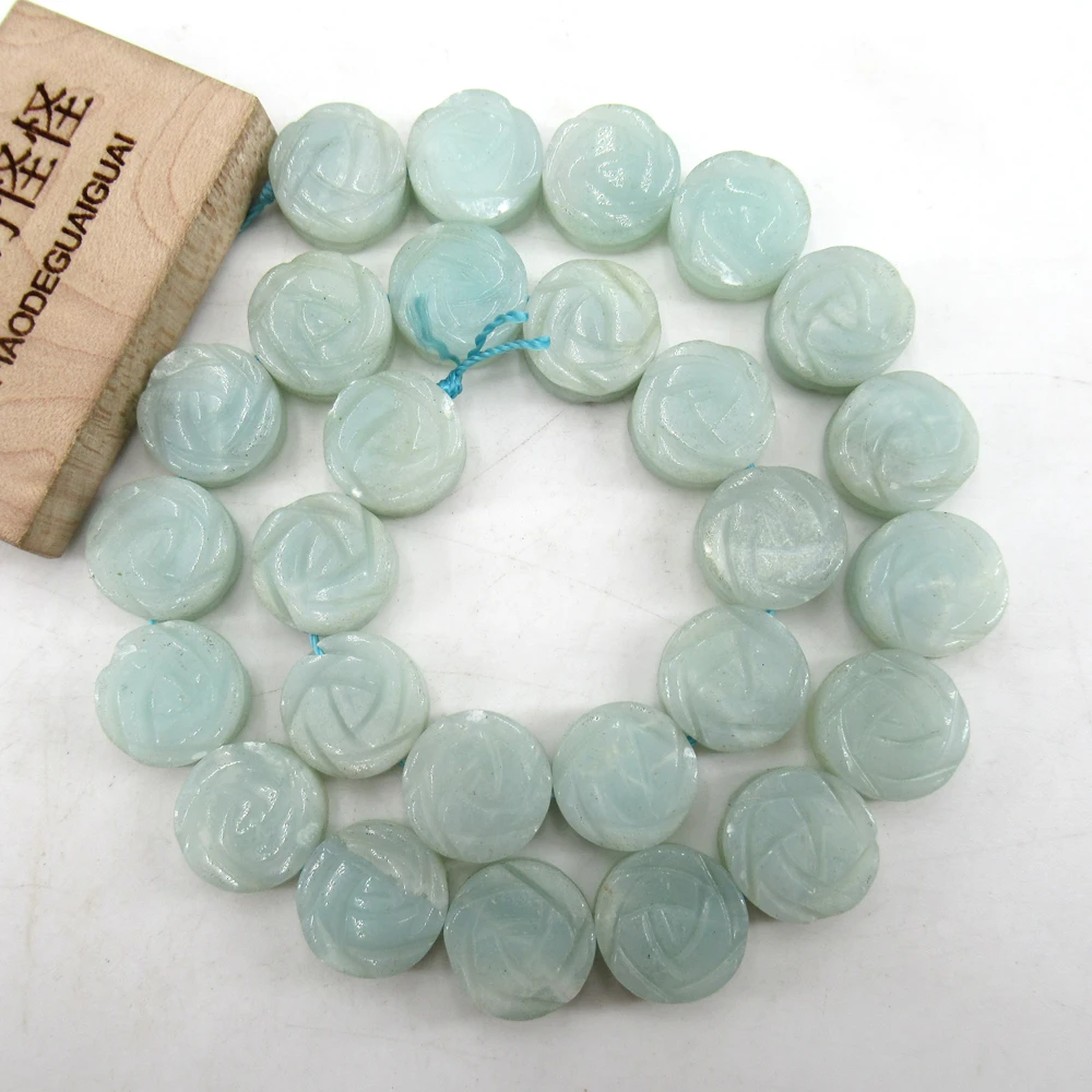 

APDGG Natural Blue Amazonite Faceted Flower Cut Beads Loose Beads 15" Strand Jewelry Making DIY