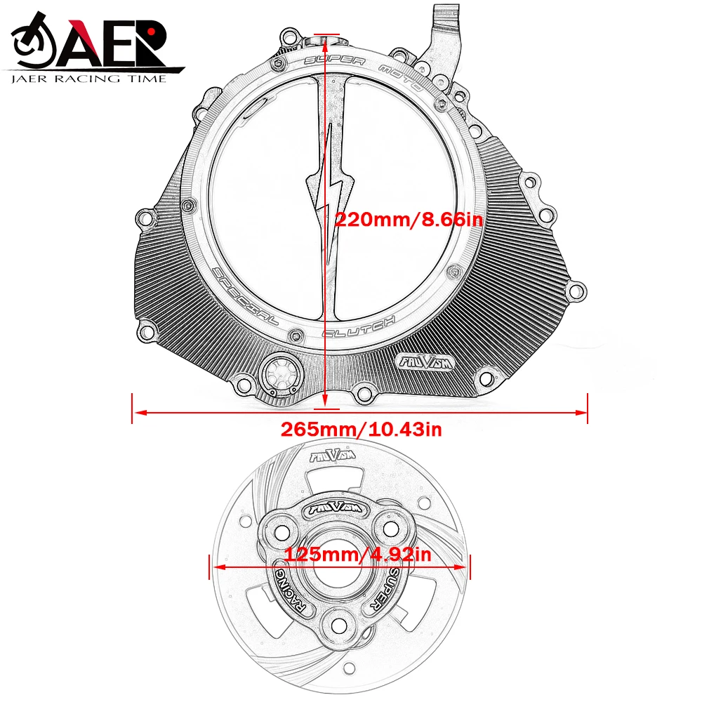 

For Kawasaki Ninja 400 Z400 2018-2021 CNC Racing Clear Clutch Cover and Spring Retainer R Z 400 2021 2020 2019 2018