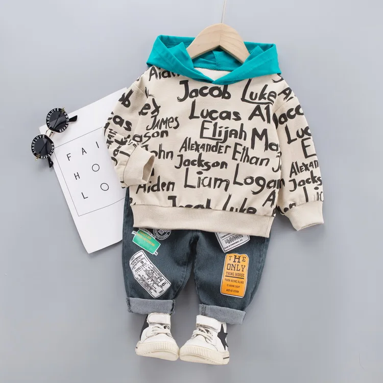 Толстовка с надписью и джинсы одежда для мальчиков из 2 предметов малышей Новое