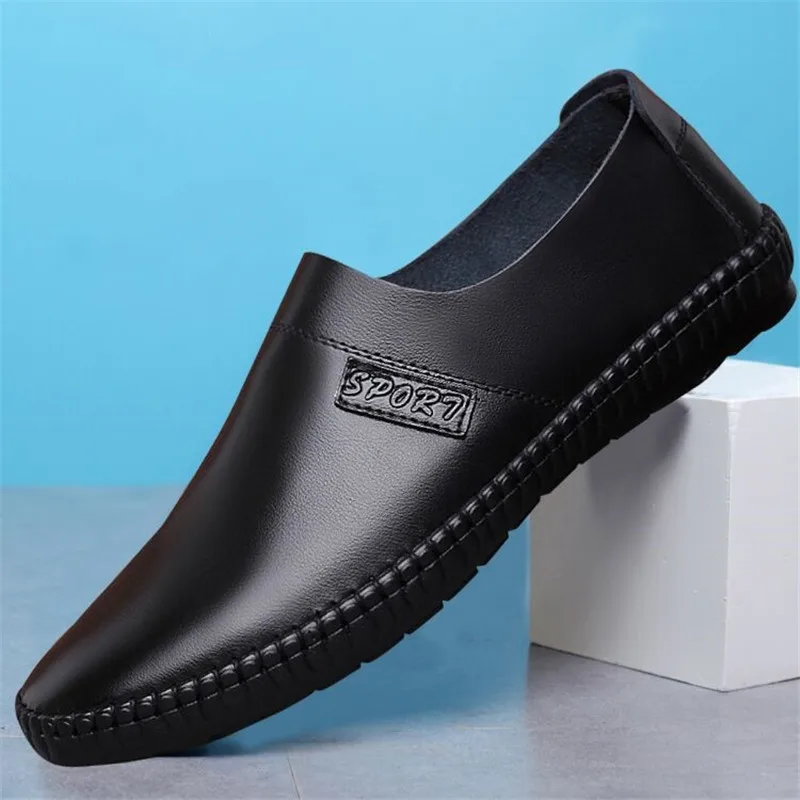 Summer leather Shoes Men Flats Slip On Male Loafers Driving Moccasins Homme Casual Fashion Dress Wedding Footwear 2020 | Обувь