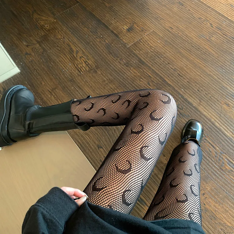 Sexy Women's Fishnet Tights with Moon Pattern Mesh Pantyhose Nylons Medias Cute Lolita Collant Hosiery Gothic Street Fish Net