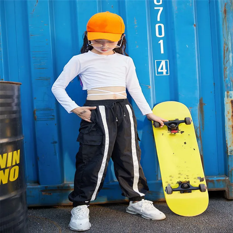 Крутая детская одежда в стиле хип хоп белая толстовка рубашка Топ укороченные