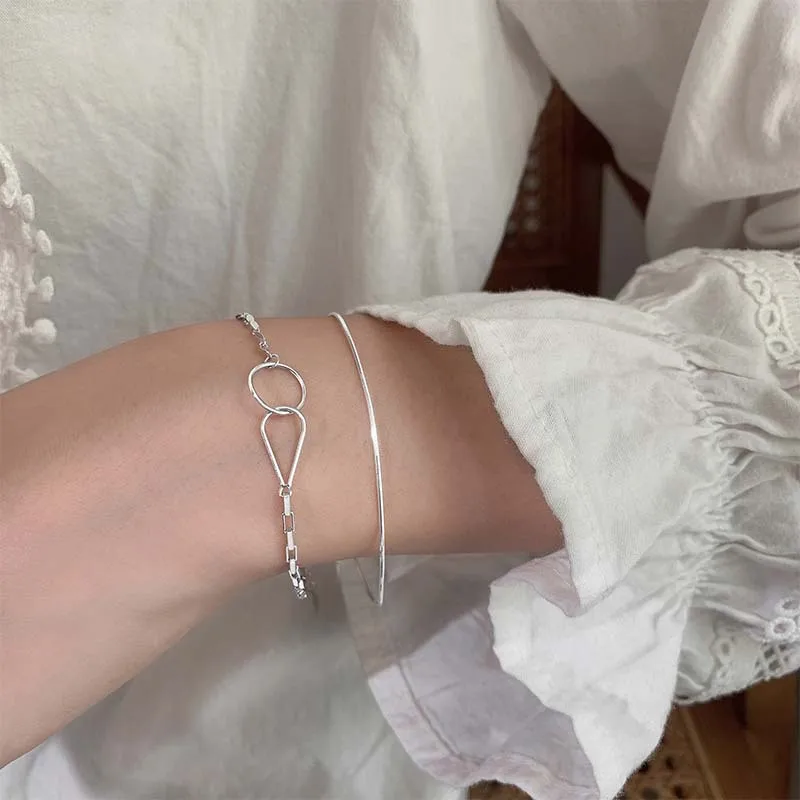 Trend Silver Color Round Wafer Bracelets Hollow Circular Link Up Geometry Bracelet For Women Girl Party Gift Wholesale Price | Украшения и