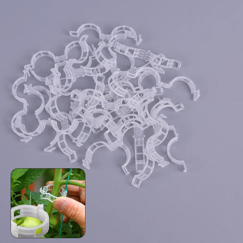 

100pcs Plastic Reusable Plant Support Clips Clamps For Plants Hanging Vine Garden Greenhouse Vegetables Tomatoes Clips