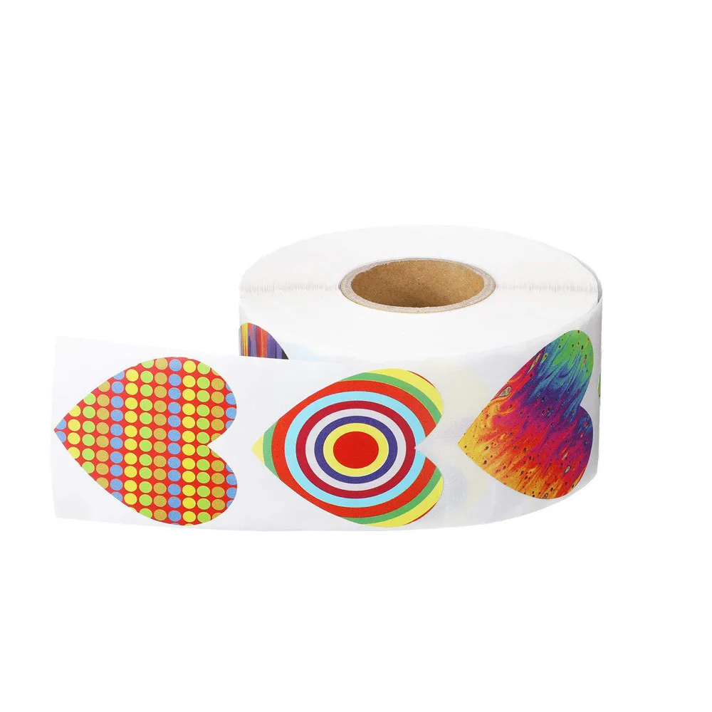 

500pcs/roll Heart Shape baking sticker 8 Kinds of Pattern Love Valentine's Day Sticker Sealing Stickers Gift Decor Wrap Stickers