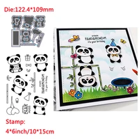 animal cute pandas bamboo words metal cutting diestransparent clear stamps for diy scrapbooking album paper cards new 2020